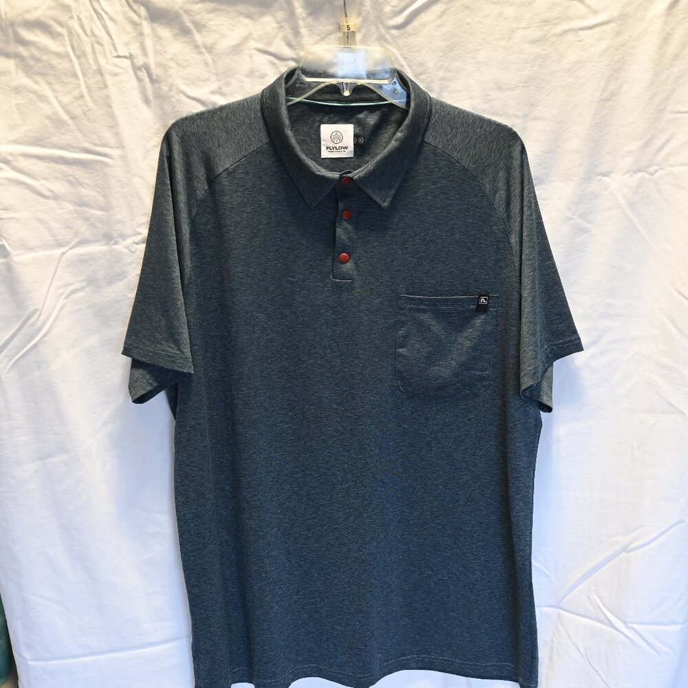 Flylow polo, men's XL, blue heather color